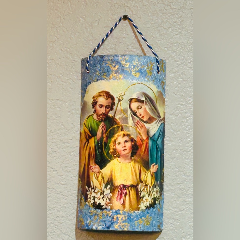 Religious Wall Hanging with Holy Family Clay Tile